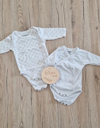 Lot de 2bodies manches longues bébé mixtes 3mois