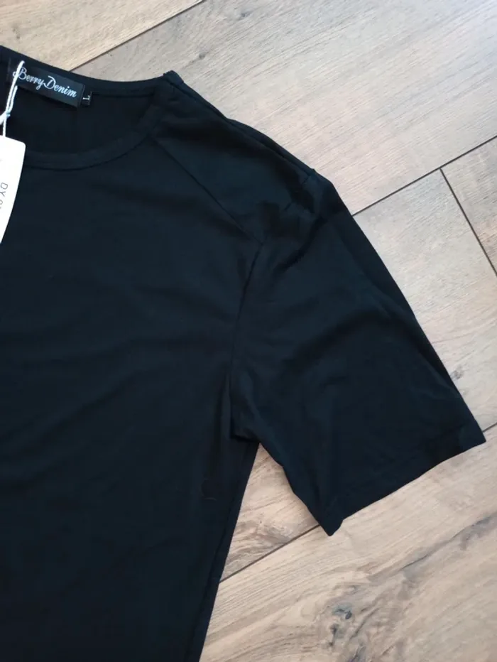 Tee shirt noir uni avec cordon homme L - photo numéro 2