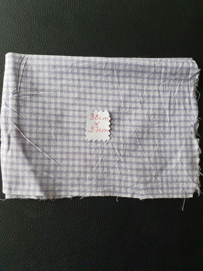 Tissu vichy violet blanc coton 38x37cm