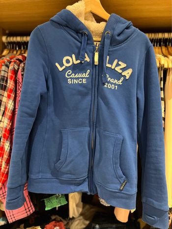 Gilet sweat a capuche bleu