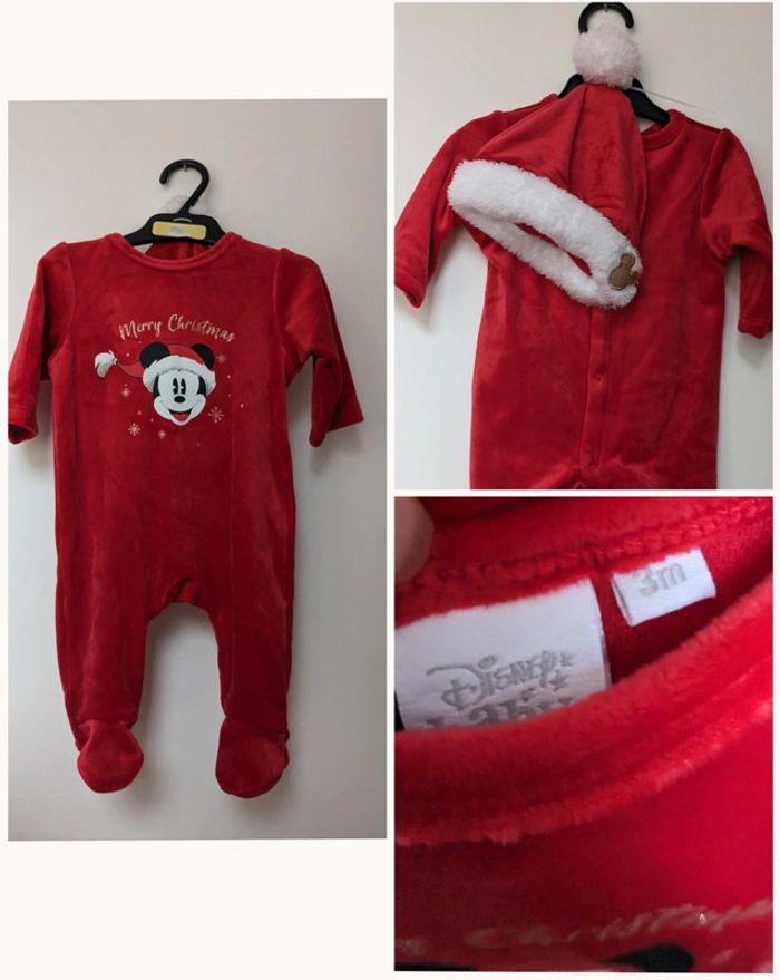 Grenouillère dors bien Mickey et bonnet 3 mois