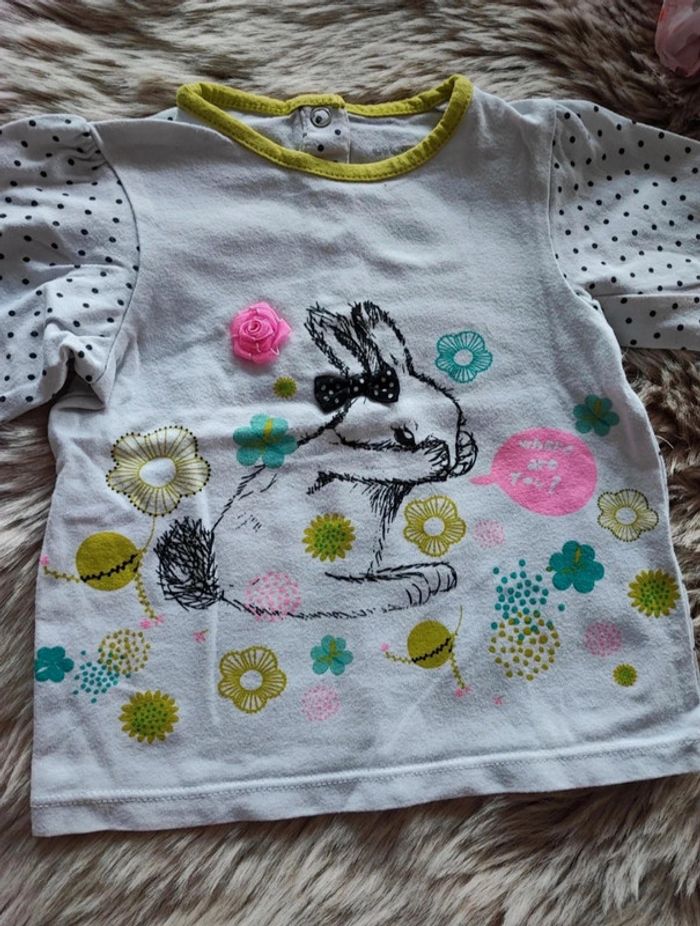 T-shirt blanc lapin orchestra 9 mois - photo numéro 2