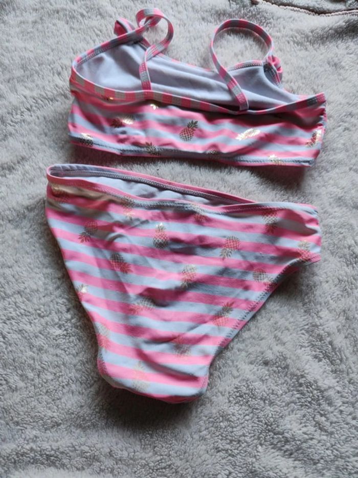 Maillot de bain 2 pièces rose blanc ananas doré Primark 5/6 ans - photo numéro 4