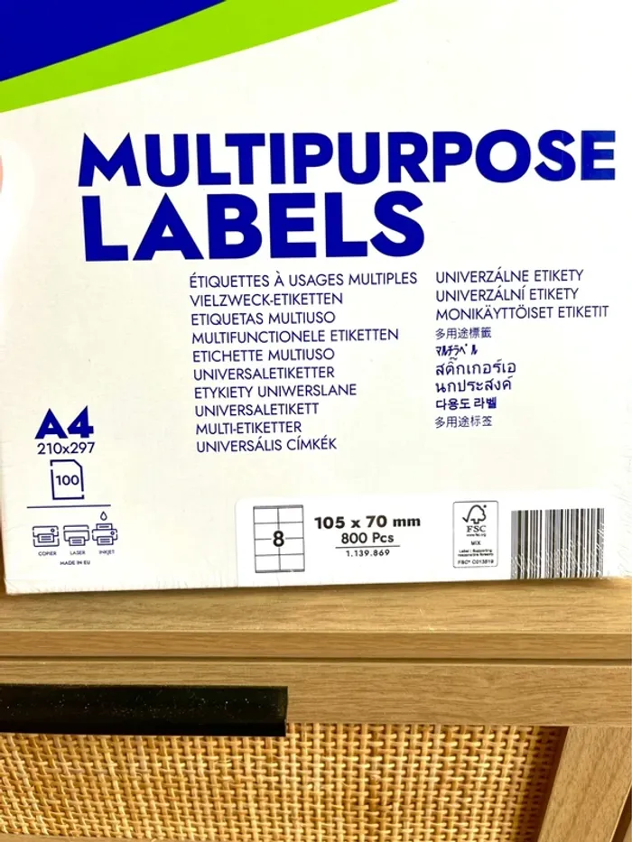 Etiquettes multipurpose Lyreco A4 105 x 70 mm 8 par feuille 800 pcs neuf - photo numéro 5