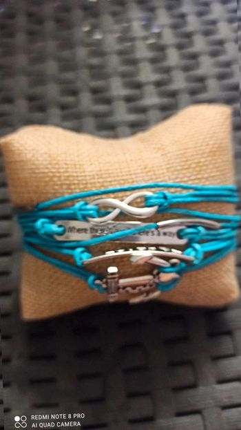 Bracelet  encre infini bleu argenté