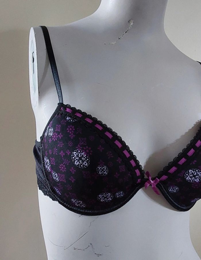 Soutiens-gorge noir et violet 90C - photo numéro 2