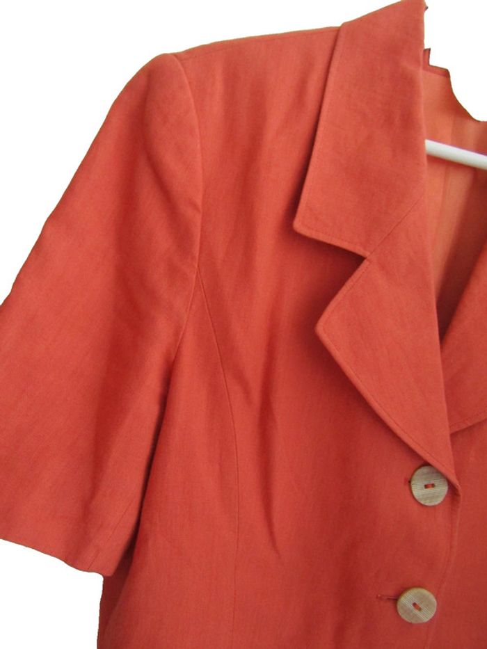 veste vintage en 100% lin couleur brique marque synonyme georges rech - photo numéro 4