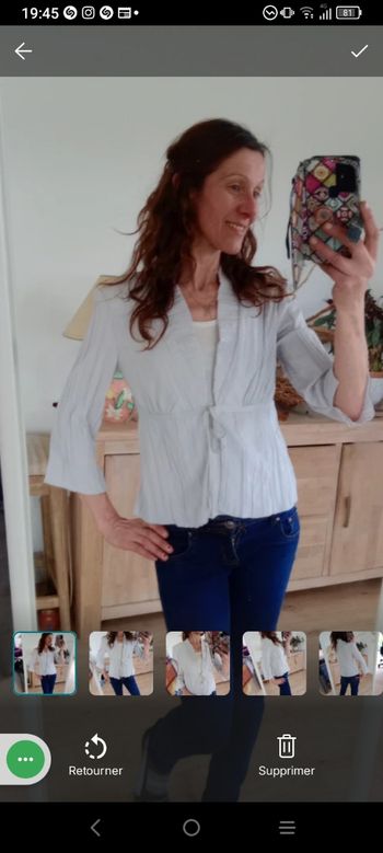 Veste légère 40 plissée gris clair c87