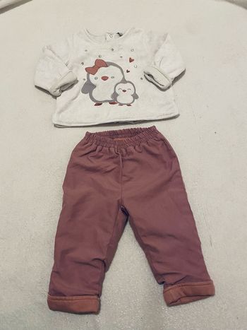 Pyjama 2 pièces 9 mois – Hiver • Pingouins trop mignons • Très bon état
