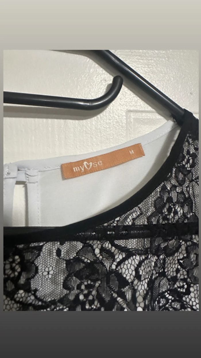 Top Blanc et Noir Taille M - photo numéro 6