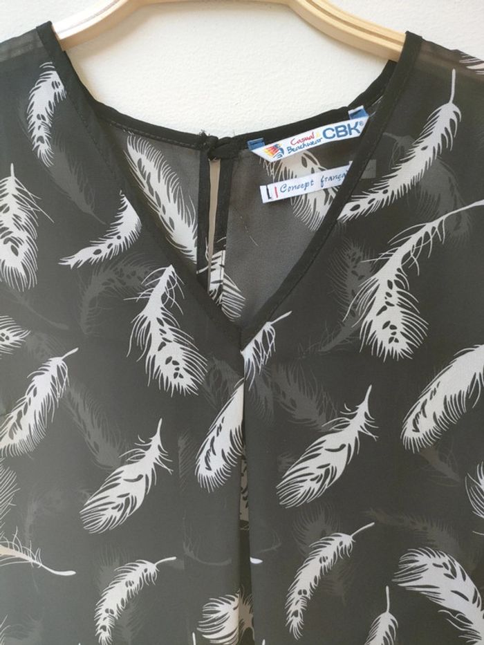 tunique blouse  S sans manches noir olule blanche cbk - photo numéro 6