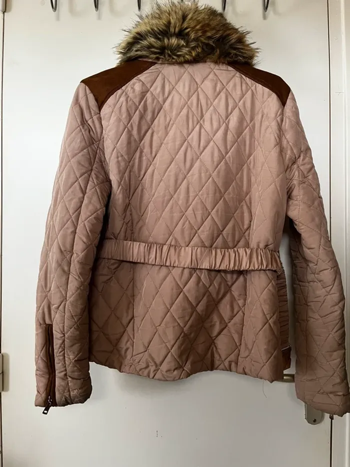Doudoune beige col fourrure - photo numéro 2