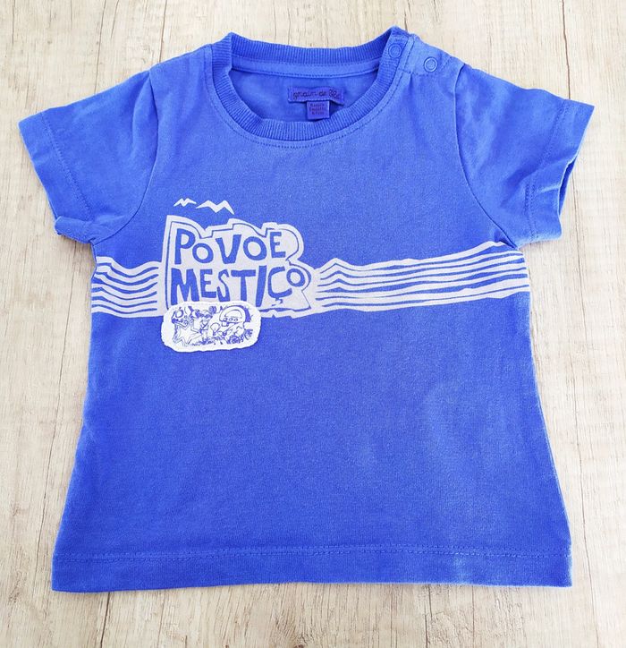 T-shirt manches courtes garçon indigo 6 mois Grain de blé