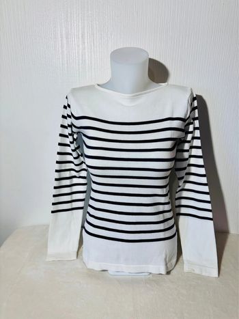 Pull marinière femme blanc et noir - Taille M
