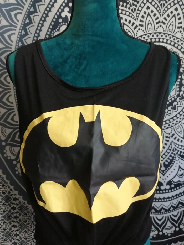 Top noir et jaune à nouer avec logo batman / fancyqube / (L) - photo numéro 3