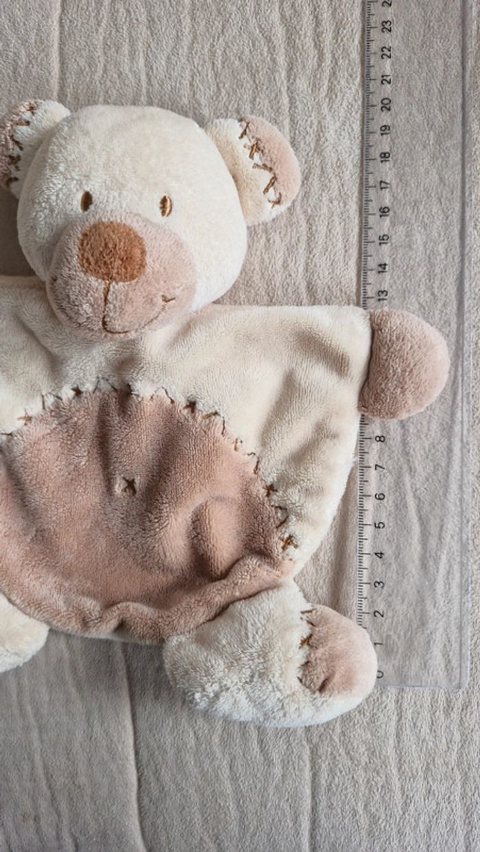 Doudou plat  Ourson marron et ecru - photo numéro 3