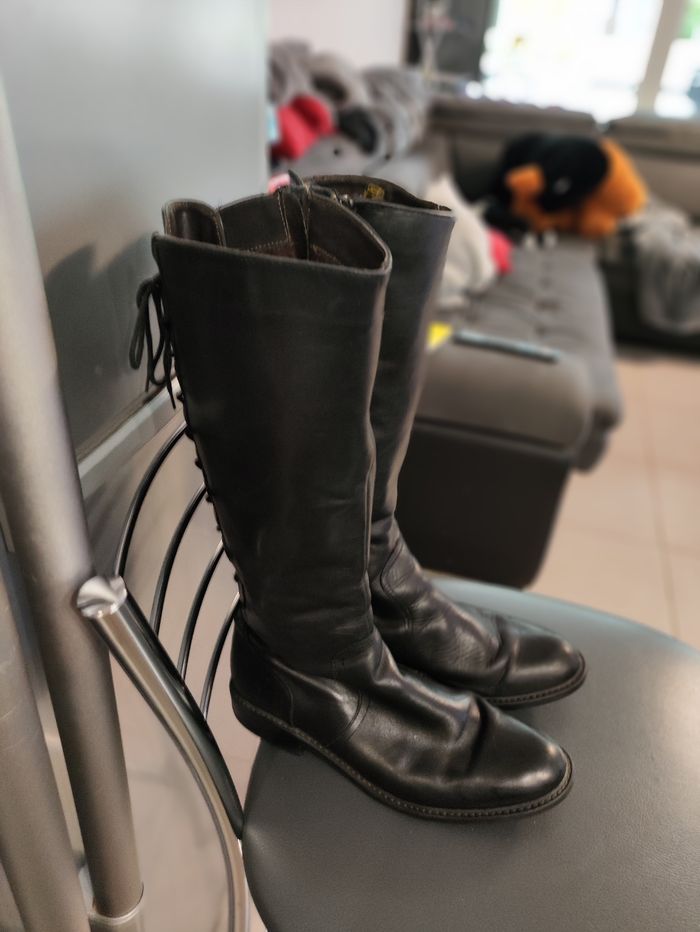 Bottes noires femme avec laçage et fermeture taille 39 - photo numéro 5