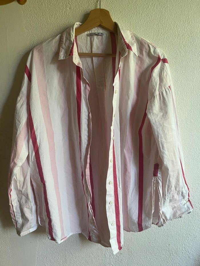 Chemise oversized rayée rose et blanche Lefties 36 - photo numéro 7
