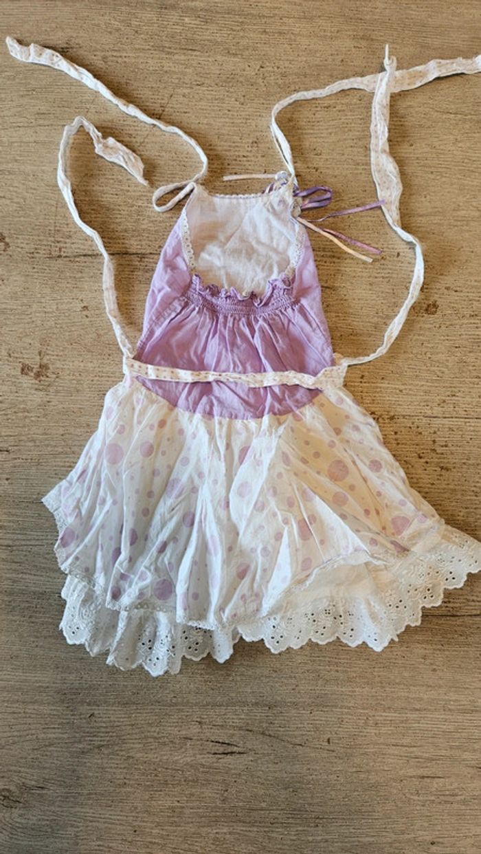 Robe courte évasée lila et blanche, doublée, 18 mois - photo numéro 6