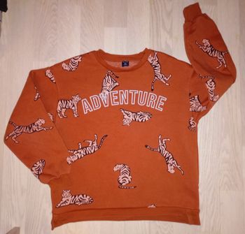 Sweatshirt brique motifs tigres Kiabi 
T. 10 ans