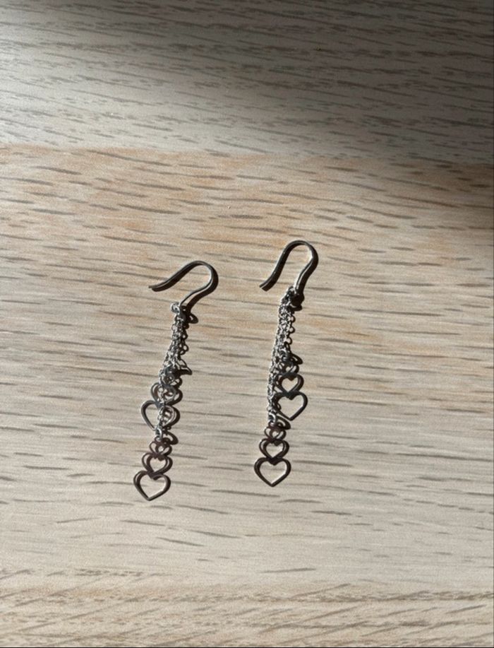 Boucle d'oreilles cœurs en argent - photo numéro 3