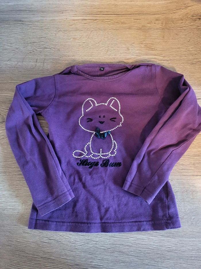 Haut manche longue fille violet 5 ans 100 % coton