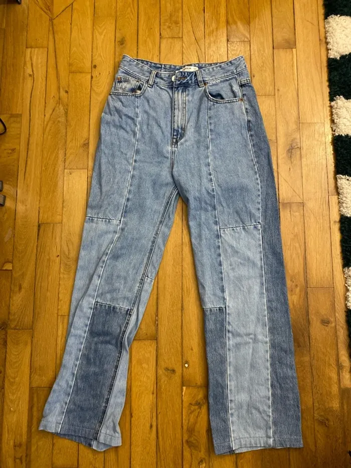Jean bleu Patchwork Pull&Bear - photo numéro 2