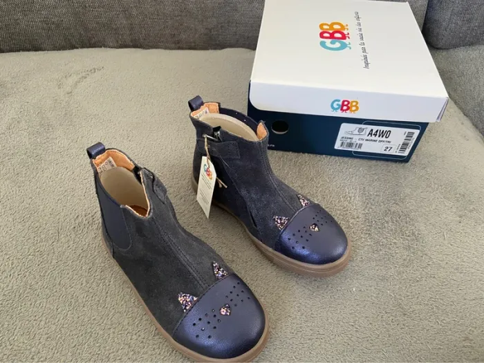 Gbb bottillons chaussure montante fille 27 bleu neuf etiquette