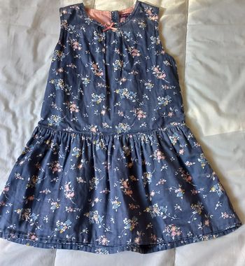 Robe sergent major bleu fleurs rose t5