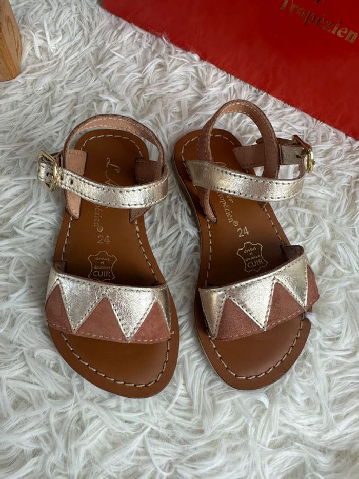 Paire de sandales marron et or taille 24 l’atelier tropezien - photo numéro 2
