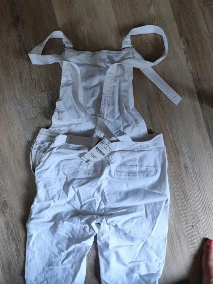 Salopette denim stretch blanc Stradivarius 34 neuve - photo numéro 3