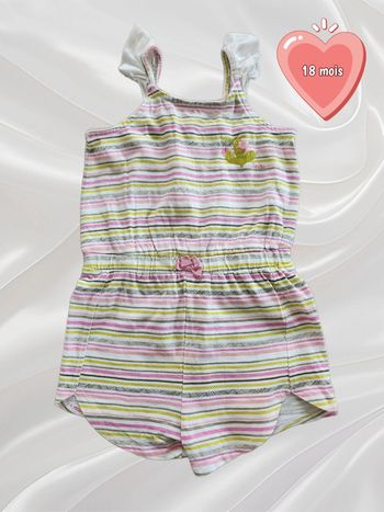 Combi short à bretelles fille 18 mois