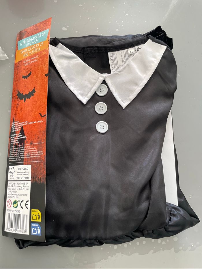 Déguisement robe et perruque Mercredi Adams T 7-9 ans Neuve étiquette - photo numéro 4