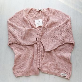 Gilet Kiyan Oversize Rose Nude Chiné Gilet cardigan maille rose Minodusud taille universelle