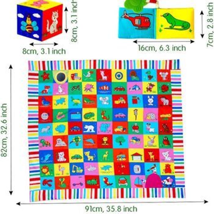 Coffret d'éveil 3 en 1 (tapis, cubes, livre) - photo numéro 8