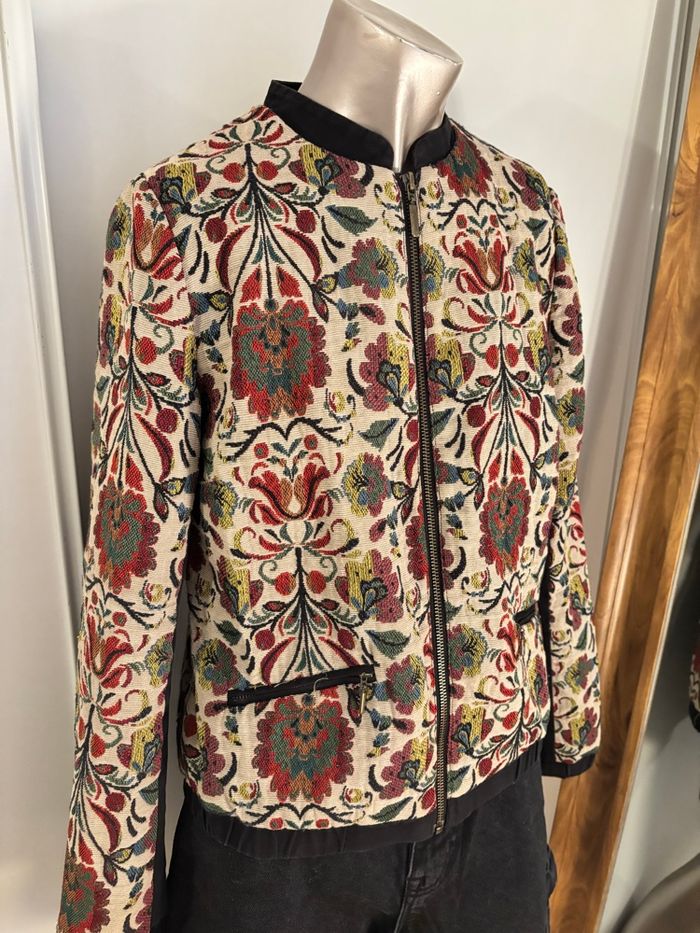 Veste Promod jacquard style tapisserie Motif floral vintage Taille 40 - photo numéro 5