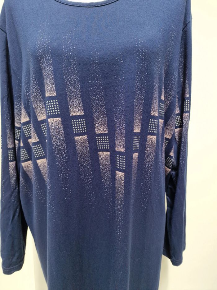Tunique Bleu Marine Imprimé Blanc Paillettes - photo numéro 3