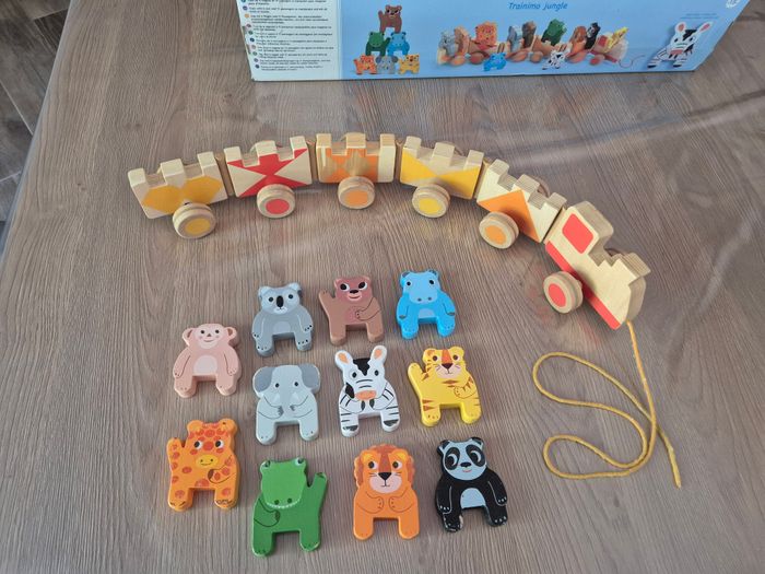Jouet à tirer éveil ,Train en Bois Trainimo Jungle Djeco 🚂 - photo numéro 6