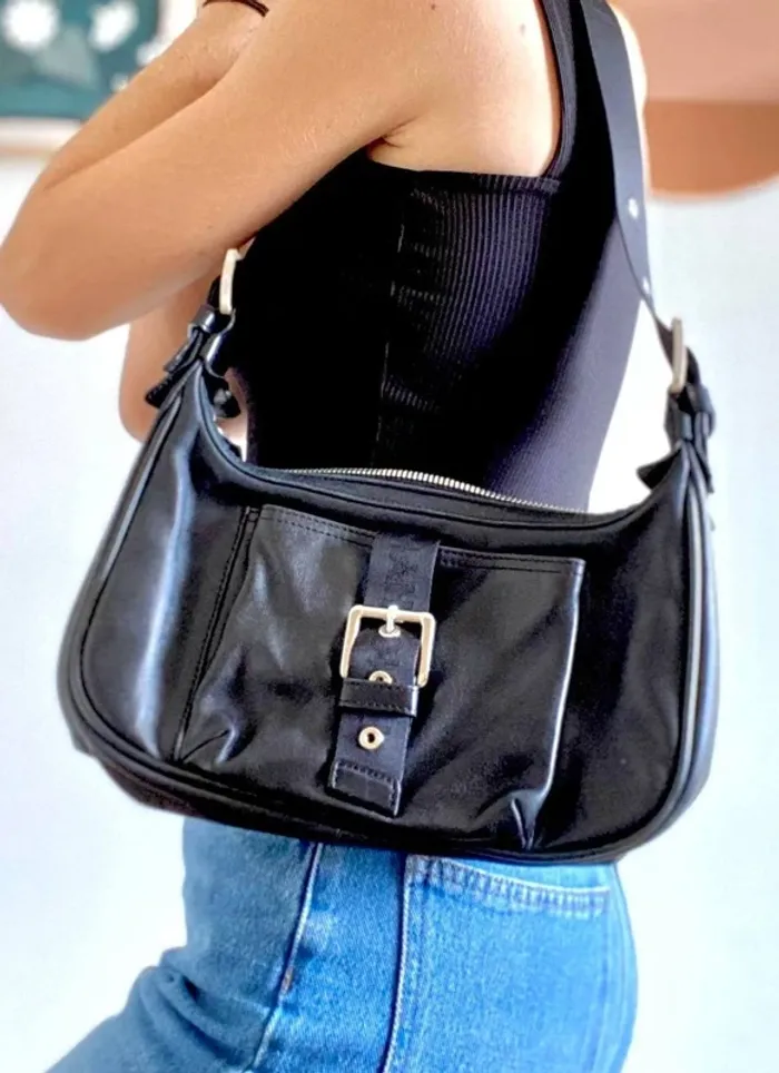 Sac Vintage Baguette Longchamp Noir Effet Ceinture - Comme Neuf - photo numéro 7