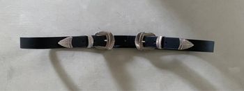 Ceinture femme double boucle noire et argentée