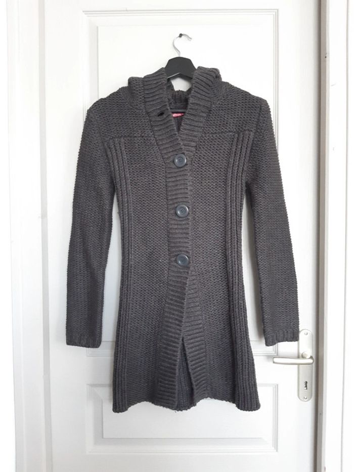 Gilet long en maille gris