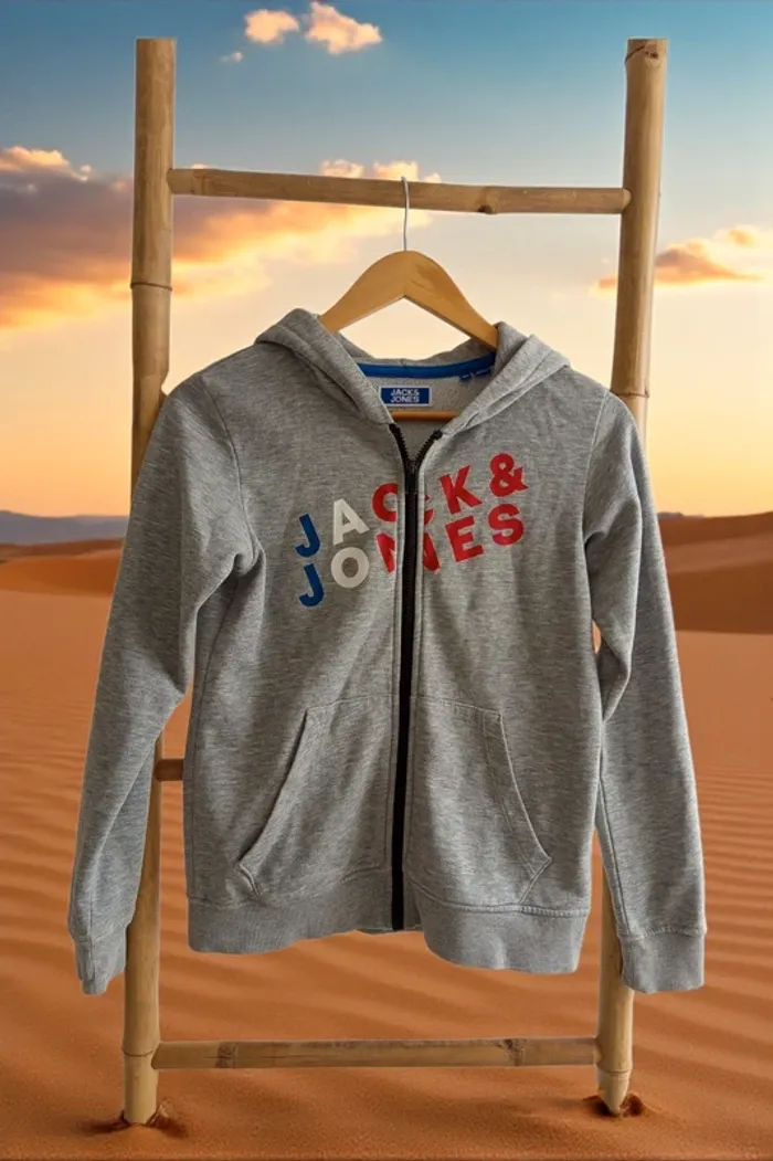 Veste gilet à capuche gris intérieur moletonné Jack & Jones 12 ans 152 cm