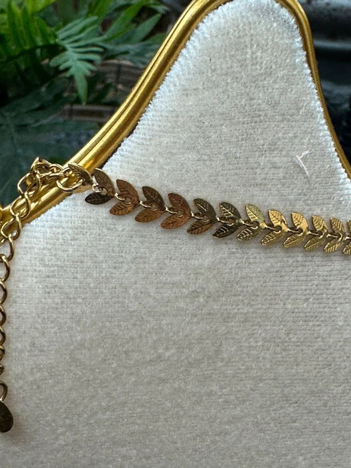 Collier réglable mi perles cœurs couleurs mi acier inoxydable or V - photo numéro 3