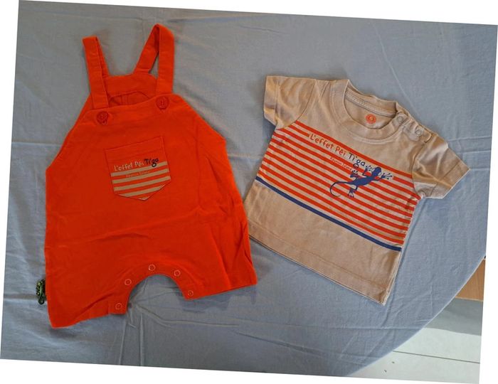 Ensemble salopette et T-shirt salamandre lézard Réunion