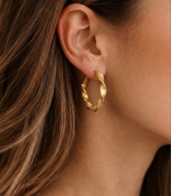 Boucles d’oreilles créoles torsadées – plaqué or – argent 925