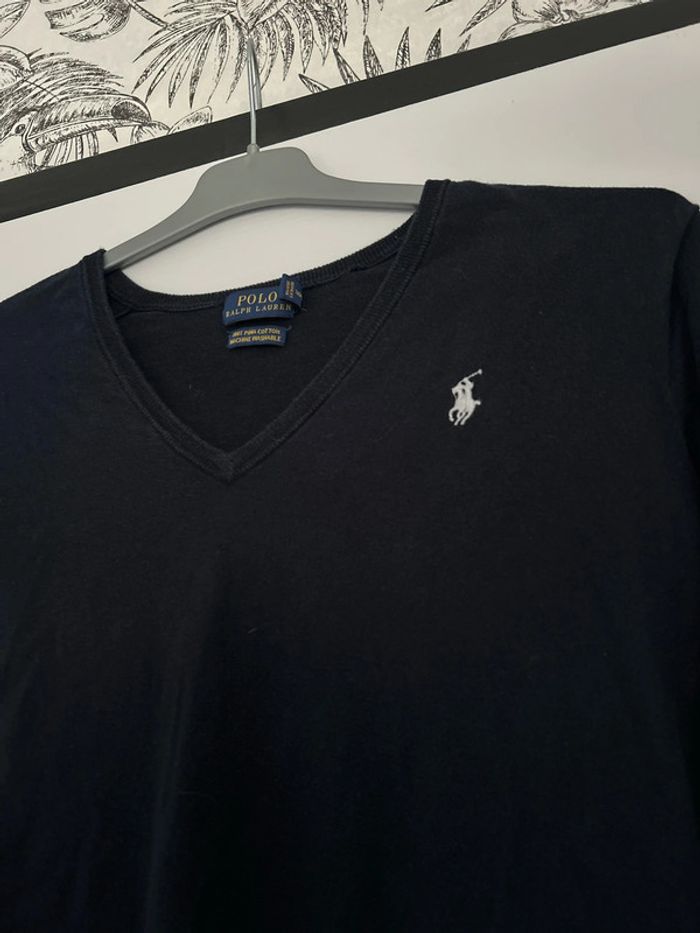 Pull léger col V Ralph Lauren bleu marine - photo numéro 2