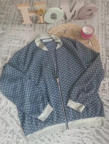 Veste Hit Hippie zippée motif bleu et argenté _ taille S/36