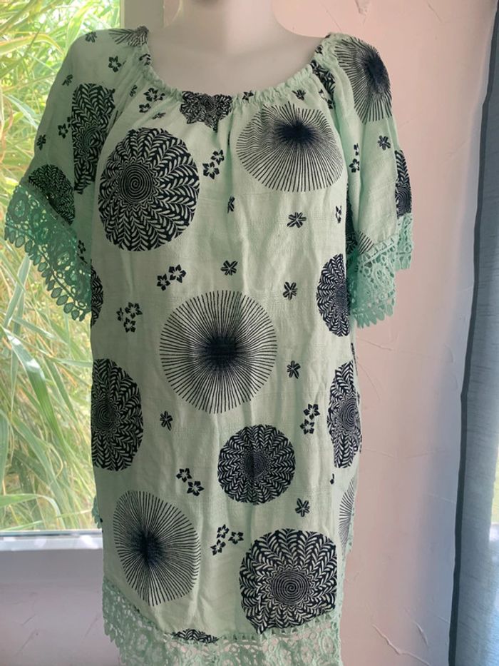 Blouse longue taille 40 Piment rouge taille L coton-Lin - photo numéro 2