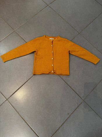 Gilet à boutons - Okaidi - Jaune moutarde & argenté - 5 ans