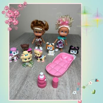 Lot 2 poupées et 6 pets avec accessoires - neuf